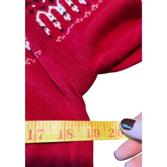 Talbots Red White Fair Isle Nordic Lambswool Blend Sweater Size M - Picture 2 of 7